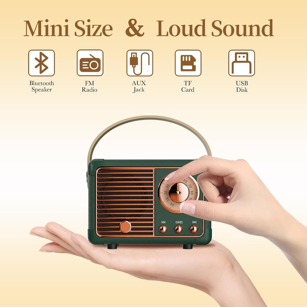 Retro Bluetooth Speaker, Wireless Mini Portable S… - image 3